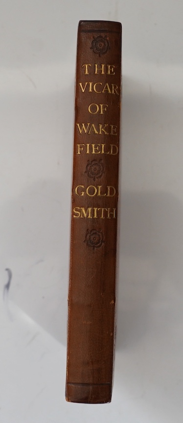 Goldsmith, Oliver - The Vicar of Wakefield. A Tale. (new edition). 2 vols in one. general and volume titles with pictorial vignettes, 4 wood engraved plates (by Thomas Bewick): earlier 20th cent. blind ruled and decorate